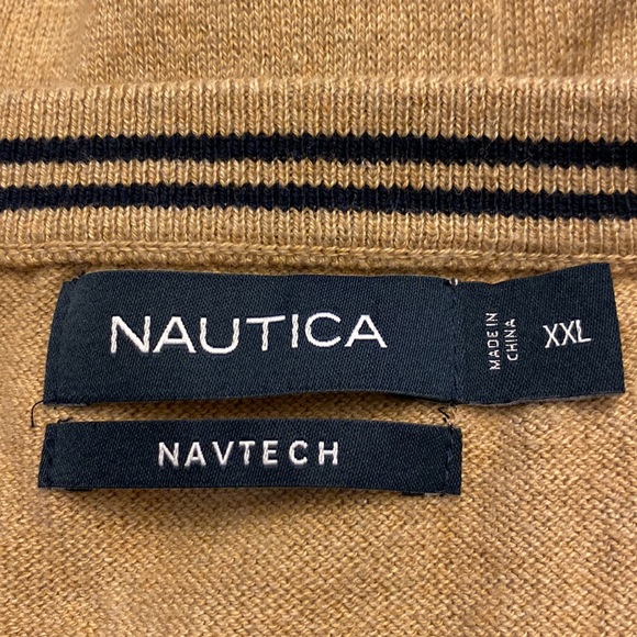 NAUTICA NAVTECH men’s Ribbed V-neck long sleeve tan sweater cotton blend XXL 🌞 - Picture 7 of 12